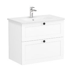 Vitra Root Classic 68862 Lavabo Dolabı, İki Çekmeceli, 80 Cm, Mat Beyaz, Yuvarlak Lavabolu